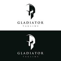 Simple Greek spartan warrior helmet Logo template design, with creative idea. vector