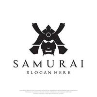 Japanese samurai warrior helmet Logotype design with modern editable vector illustration.