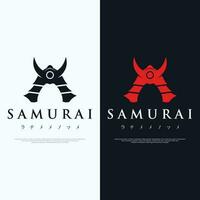 Japanese samurai warrior helmet Logotype design with modern editable vector illustration.