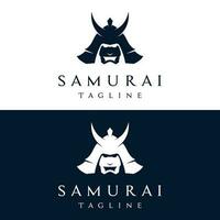 Japanese samurai warrior helmet Logotype design with modern editable vector illustration.