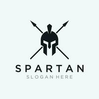 Simple Greek spartan warrior helmet Logo template design, with creative idea. vector