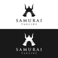 Japanese samurai warrior helmet Logotype design with modern editable vector illustration.