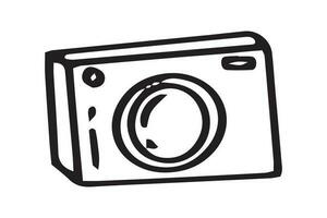 Simple retro camera hand drawn icon vector