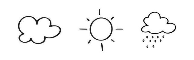 Set of simple weather hand drawn element vector