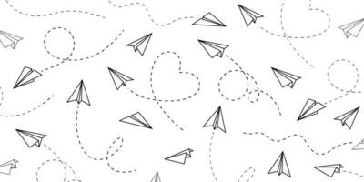 Abstract paper airplane with stroke pattern background vector