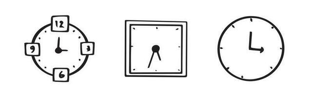 Round and square clock hand drawn element vector