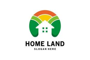 Land and house symbol logo design for property modern style vector