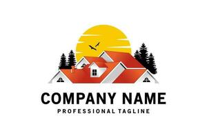 Modern real estate logo template design, house vector logo symbol