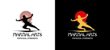 Kungfu logo silhouette design with creative concept, mixed martial arts symbol vector