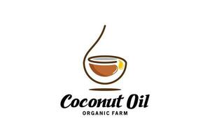 Pure coconut oil drop logo vector illustration design