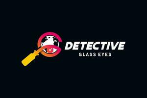 Magnifying glass design with eye in globe icon for detective logo vector