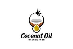 Pure natural coconut oil drop logo vector illustration design