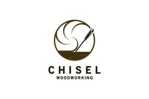 Wood chisel logo symbol design, carpenter craftsman logo vector illustration