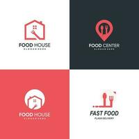 Food shop logo bundle with creative element style vector