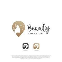 Beauty logo design concept with pin location vector