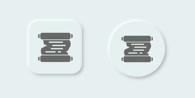 Scroll paper solid icon in neomorphic design style. Old page signs vector illustration.