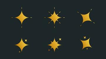 Sparkle star signs collection. Sparkling decoration in golden colors. vector