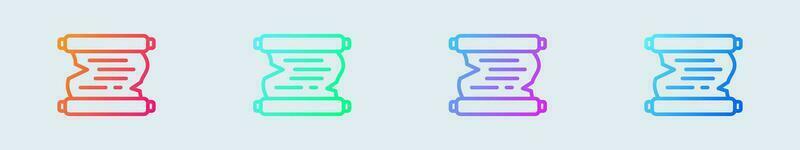 Scroll paper line icon in gradient colors. Old page signs vector illustration.