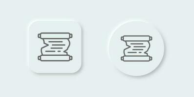 Scroll paper line icon in neomorphic design style. Old page signs vector illustration.