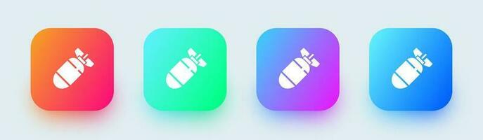 Nuclear solid icon in square gradient colors. Bomb signs vector illustration.