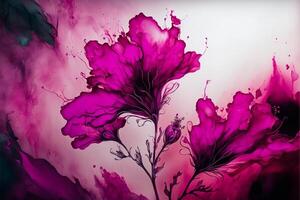 painting of purple flowers on a white background. . photo