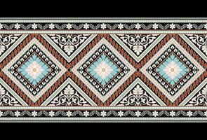Geometric ethnic pattern seamless flower color oriental. seamless pattern. Design for fabric, curtain, background, carpet, wallpaper, clothing, wrapping, Batik, fabric Vector illustration.