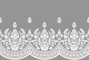 White Lace. Vertical Seamless Pattern. Beige Background. vector