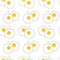Two fried eggs seamless pattern vector illustration