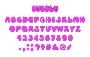 Bubble alphabet graffiti font with outline vector illustration