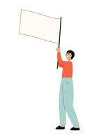 Character protest holding blank placard vector illustration