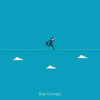 Businessman in risk concept running on tight a rope vector