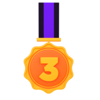 3d illustrazione medaglie, nastro distintivo oggetto png