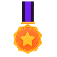 3d illustration médailles, ruban badge objet png