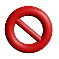 3d realista rojo prohibido firmar icono ilustración. png