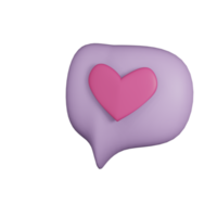 amore Chiacchierare con cuore bolla rendere icona 3d sociale media concetto. png