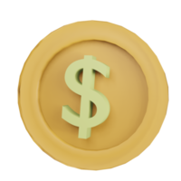 Dollar Coin 3D isolated on background illustration. png