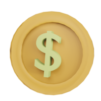 Dollar Coin 3D isolated on background illustration. png