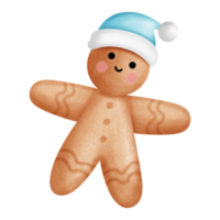 Christmas gingerbread man wearing blue knit hat png