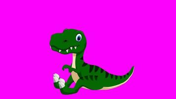 Cartoon dinosaurus - t-rex tyrannosaurus rex - Animation 8 of 9 Sitting Loop - Color 4 of 12 Dark Green video