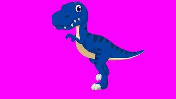 tekenfilm dinosaurus - t-rex tyrannosaurus rex - animatie 2 van 9 wlaking - kleur 2 van 12 donker blauw video