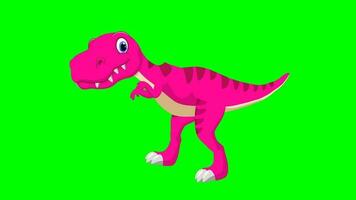 dessin animé dinosaure - t-rex tyrannosaure Rex - animation 3 de 9 fonctionnement - Couleur 5 de 12 rose video