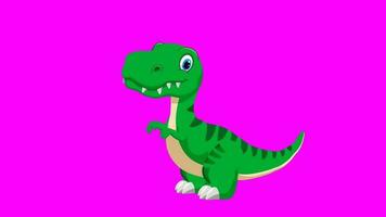 dessin animé dinosaure - t-rex tyrannosaure Rex - animation 9 de 9 accroupi boucle - Couleur 3 de 12 lumière vert video