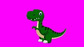 dessin animé dinosaure - t-rex tyrannosaure Rex - animation 9 de 9 accroupi boucle - Couleur 4 de 12 foncé vert video