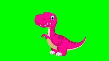 tecknad serie dinosaurus - t Rex tyrannosaurus rex - animering 9 av 9 hukande slinga - Färg 5 av 12 rosa video