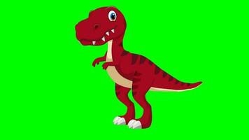 cartone animato dinosaurus - t-rex tirannosauro rex - animazione 1 di 9 in piedi inattivo - colore 6 di 12 rosso video