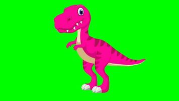 cartone animato dinosaurus - t-rex tirannosauro rex - animazione 1 di 9 in piedi inattivo - colore 5 di 12 rosa