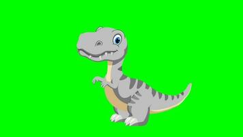 Cartoon dinosaurus - t-rex tyrannosaurus rex - Animation 9 of 9 crouching Loop - Color 10 of 12 White video