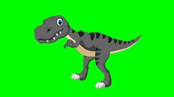 dessin animé dinosaure - t-rex tyrannosaure Rex - animation 3 de 9 fonctionnement - Couleur 11 de 12 gris video