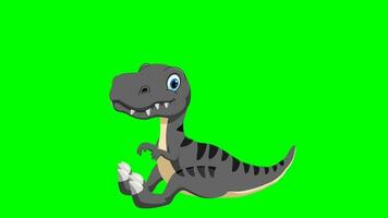 Cartoon dinosaurus - t-rex tyrannosaurus rex - Animation 8 of 9 Sitting Loop - Color 11 of 12 Grey video