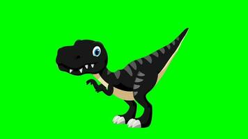 cartone animato dinosaurus - t-rex tirannosauro rex - animazione 4 di 9 curioso - colore 12 di 12 nero